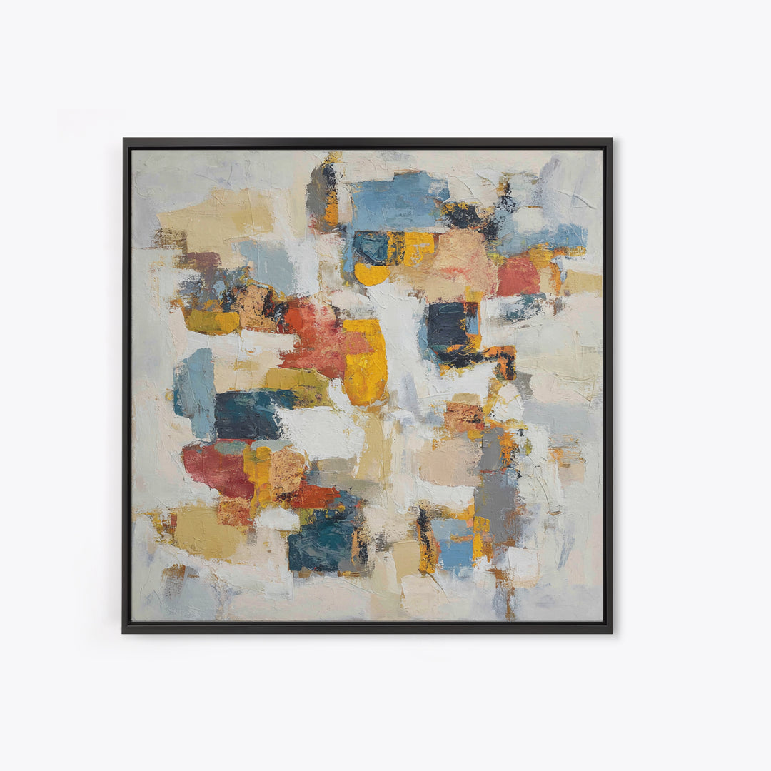 Chaotic Joyful Abstract Framed Canvas Print, Maximalist Art, Modern Art, Living Room Decor, Fine Art, Maximal, MAX-1x1-46