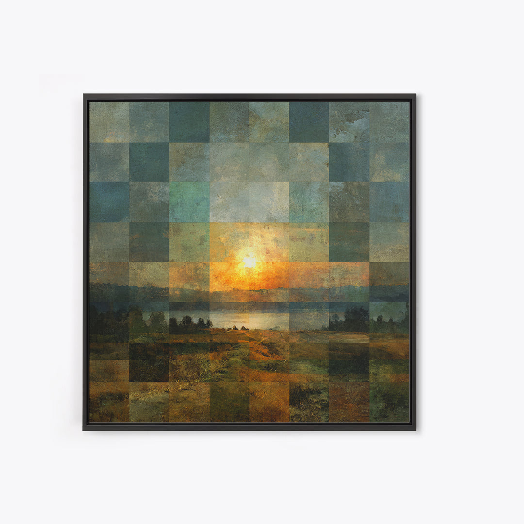 Eclectic Checkerboard Landscape Canvas Print, Maximalist Art, Fine Art Print, Living Room Decor, Maximal, Digital Prints, MAX-1x1-5