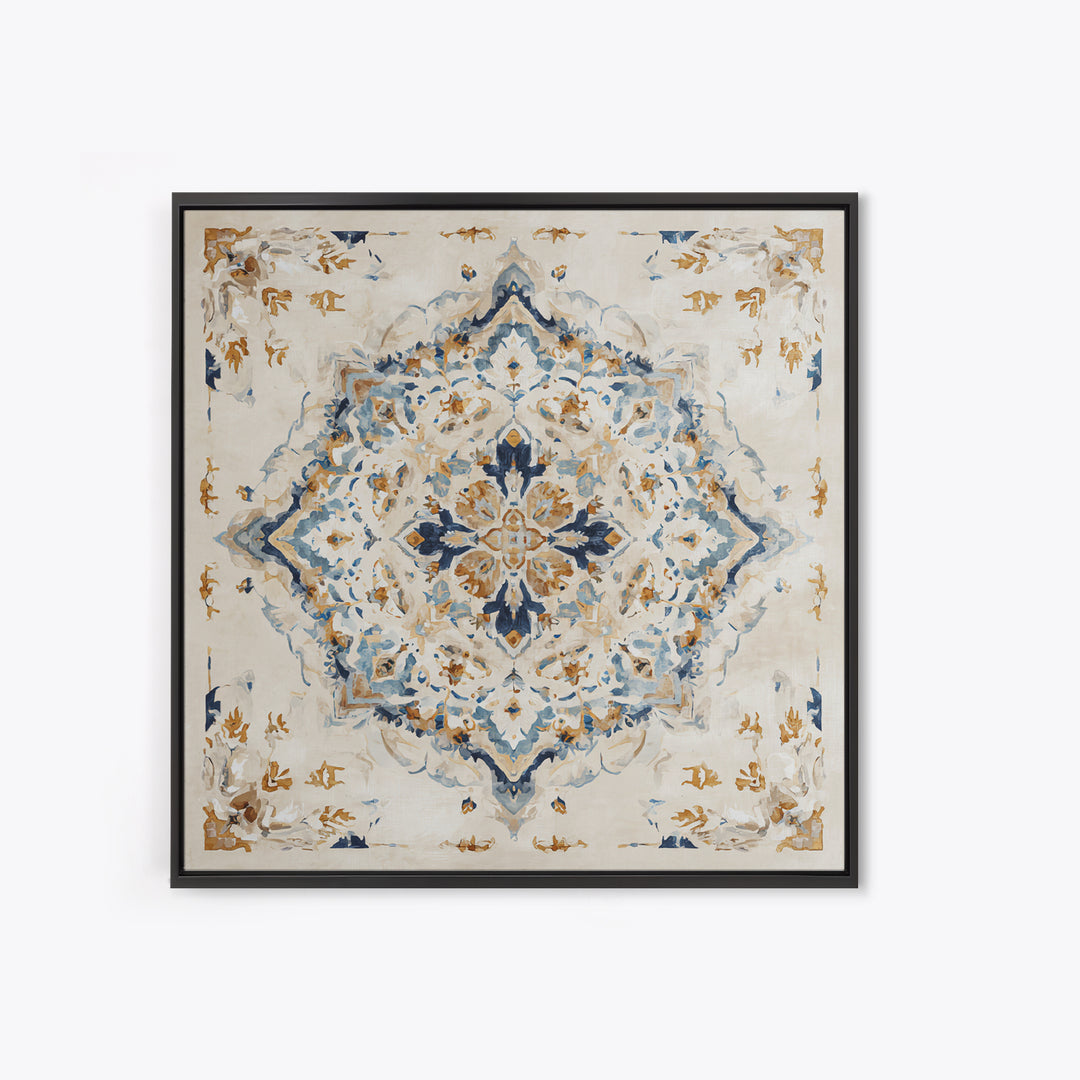 Bohemian Textile Pattern Framed Canvas Print, Maximalist Art, Modern Wall Art, Living Room Decor, Maximal, Statement Artwork, MAX-1x1-68