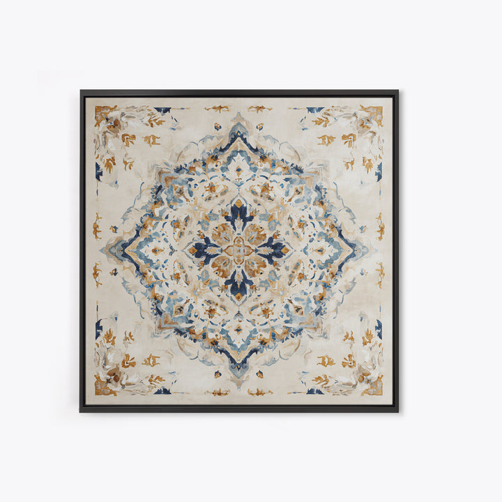 Bohemian Textile Pattern Framed Canvas Print, Maximalist Art, Modern Wall Art, Living Room Decor, Maximal, Statement Artwork, MAX-1x1-68