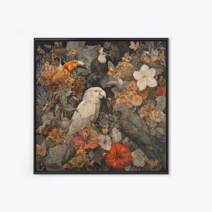 Explosive Floral Jungle Framed Canvas Print, Maximalist Art, Home Decor, Living Room Decor, Fine Art, Maximal, Printable Art, MAX-1x1-73