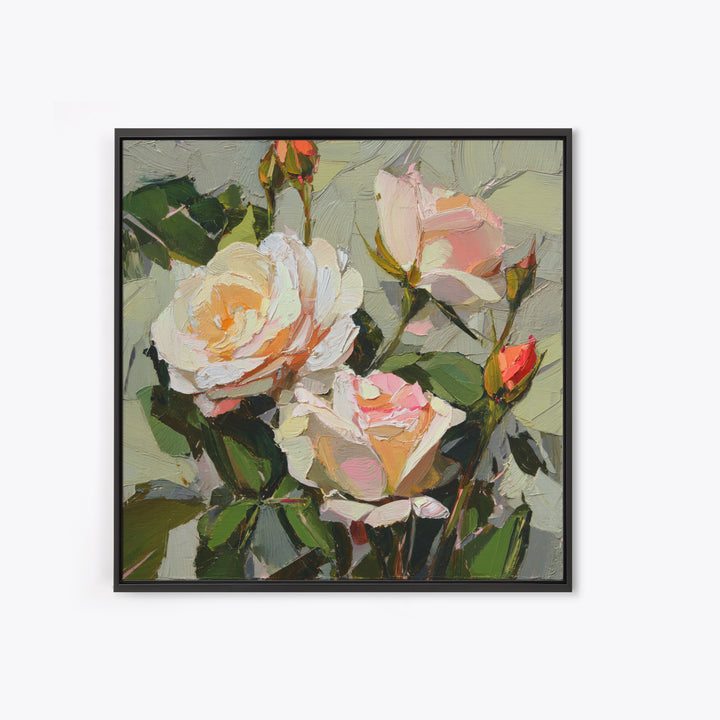 Baroque Roses Mixed Framed Canvas Print, Maximalist Art, Statement Artwork, Living Room Decor, Abstract Art, Maximal, MAX-1x1-78