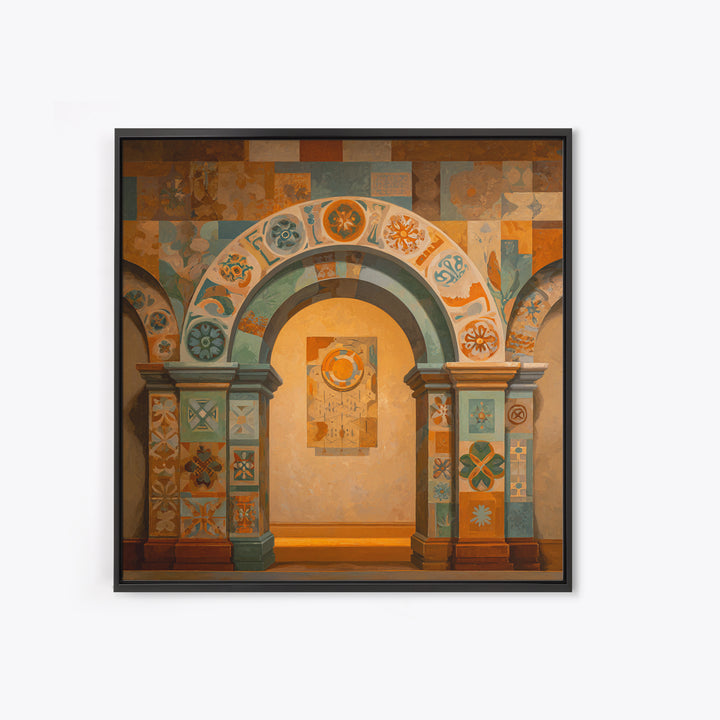 Ornamental Arch Filled Canvas Print, Maximalist Art, Room Decor, Living Room Decor, Fine Art, Maximal, Original Painting, MAX-1x1-91