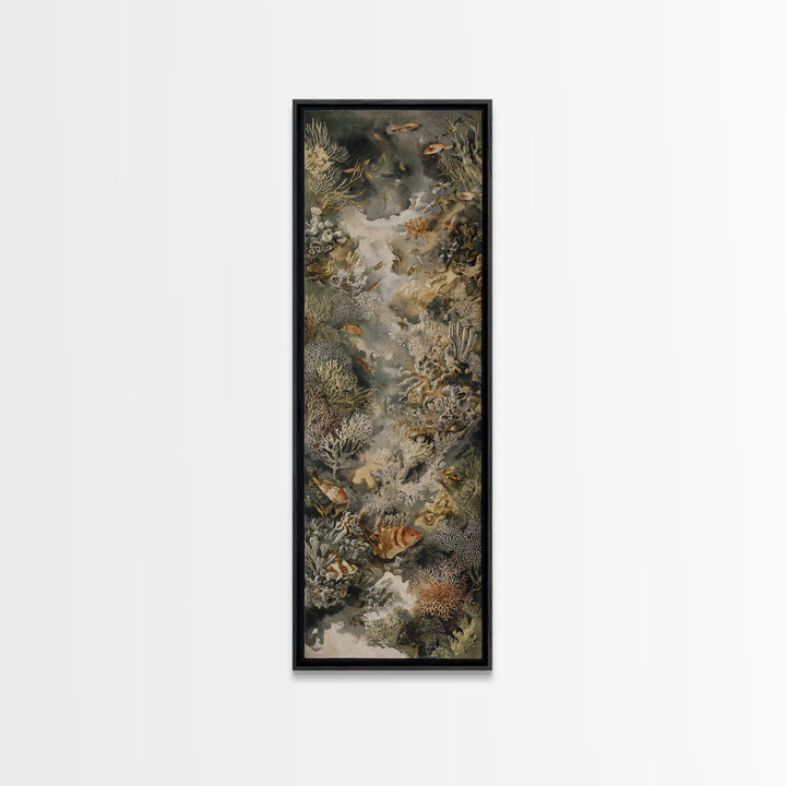 Wild Coral Reef Framed Canvas Print, Maximalist Art, Textured Painting, Living Room Decor, Fine Art, Maximal, Digital Wall Art, MAX-1x3-29