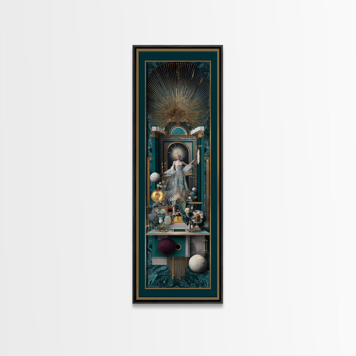 Surreal Room of Floating Objects as Decorative Canvas Print, Maximalist Art, Digital Art, Living Room Decor, Fine Art, Maximal, MAX-1x3-93