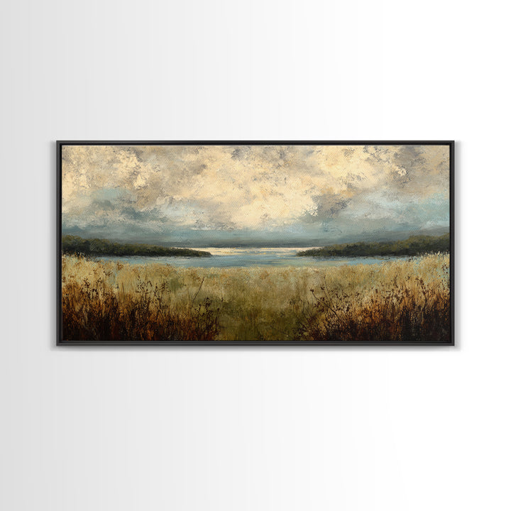 Eclectic Checkerboard Landscape Framed Canvas Print, Maximalist Art, Living Room Decor, Oil Painting, Maximal, MAX-2x1-1