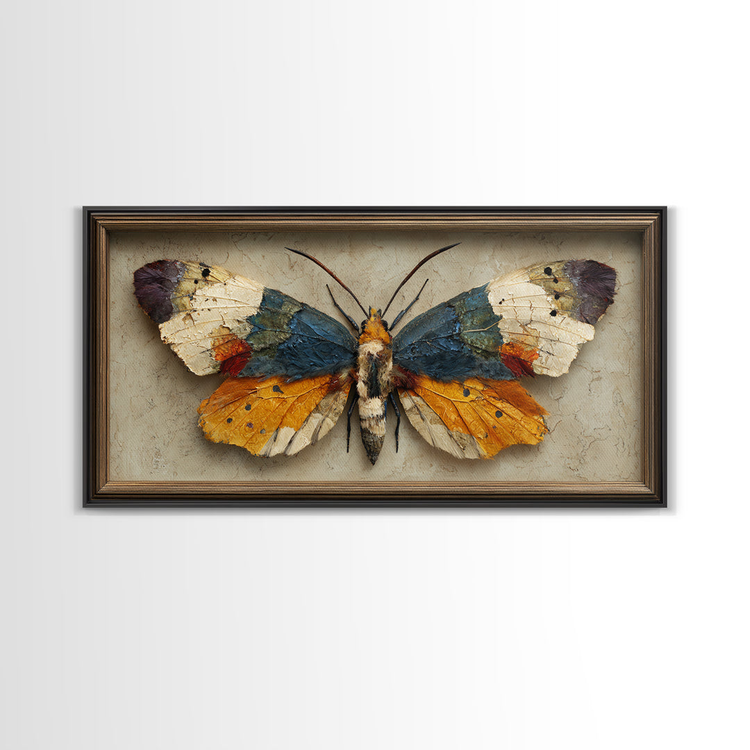 Framed Butterfly Collection Framed Canvas Print, Maximalist Art, Original Painting, Living Room Decor, Fine Art, Maximal, MAX-2x1-43