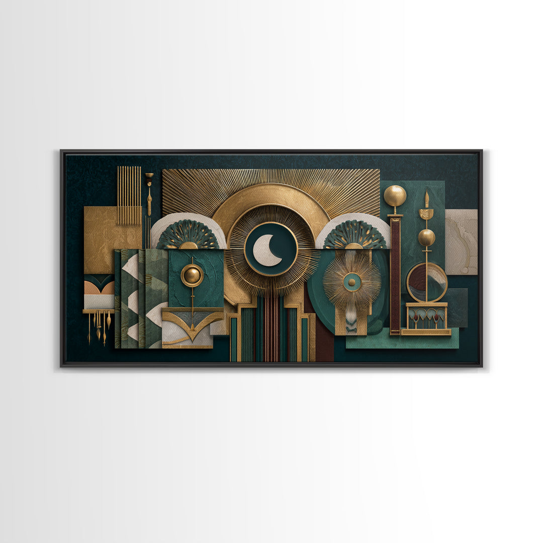 Surreal Room of Floating Objects as Decorative Canvas Print, Maximalist Art, Digital Wall Art, Living Room Decor, Maximal, MAX-2x1-5