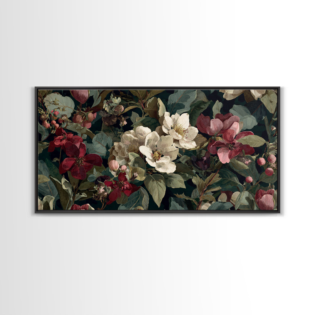 Crowded Botanical Tapestry Framed Canvas Print, Maximalist Art, Abstract Wall Art, Living Room Decor, Fine Art, Maximal, MAX-2x1-51