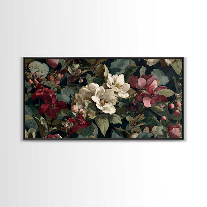 Crowded Botanical Tapestry Framed Canvas Print, Maximalist Art, Abstract Wall Art, Living Room Decor, Fine Art, Maximal, MAX-2x1-51