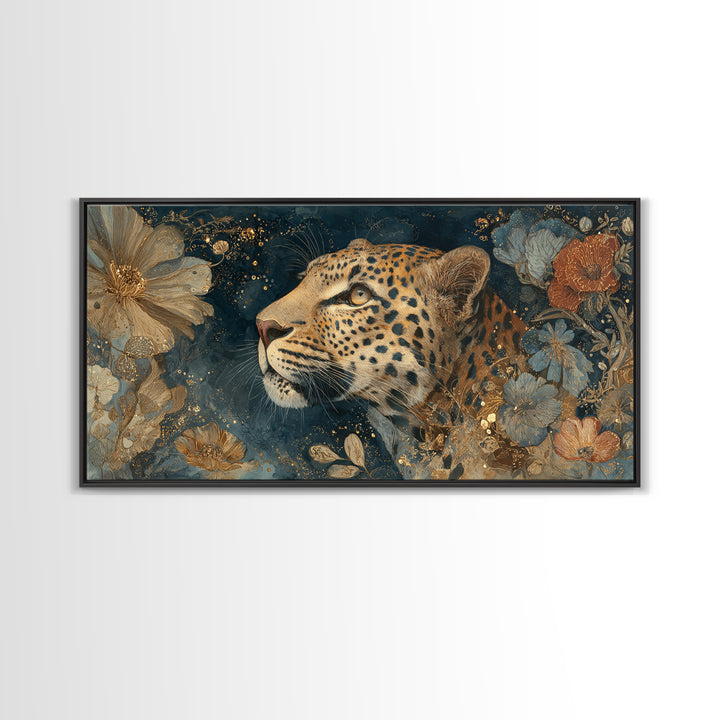 Rainbow Leopard Portrait Framed Canvas Print, Maximalist Art, Luxury Decor, Living Room Decor, Fine Art, Maximal, MAX-2x1-8