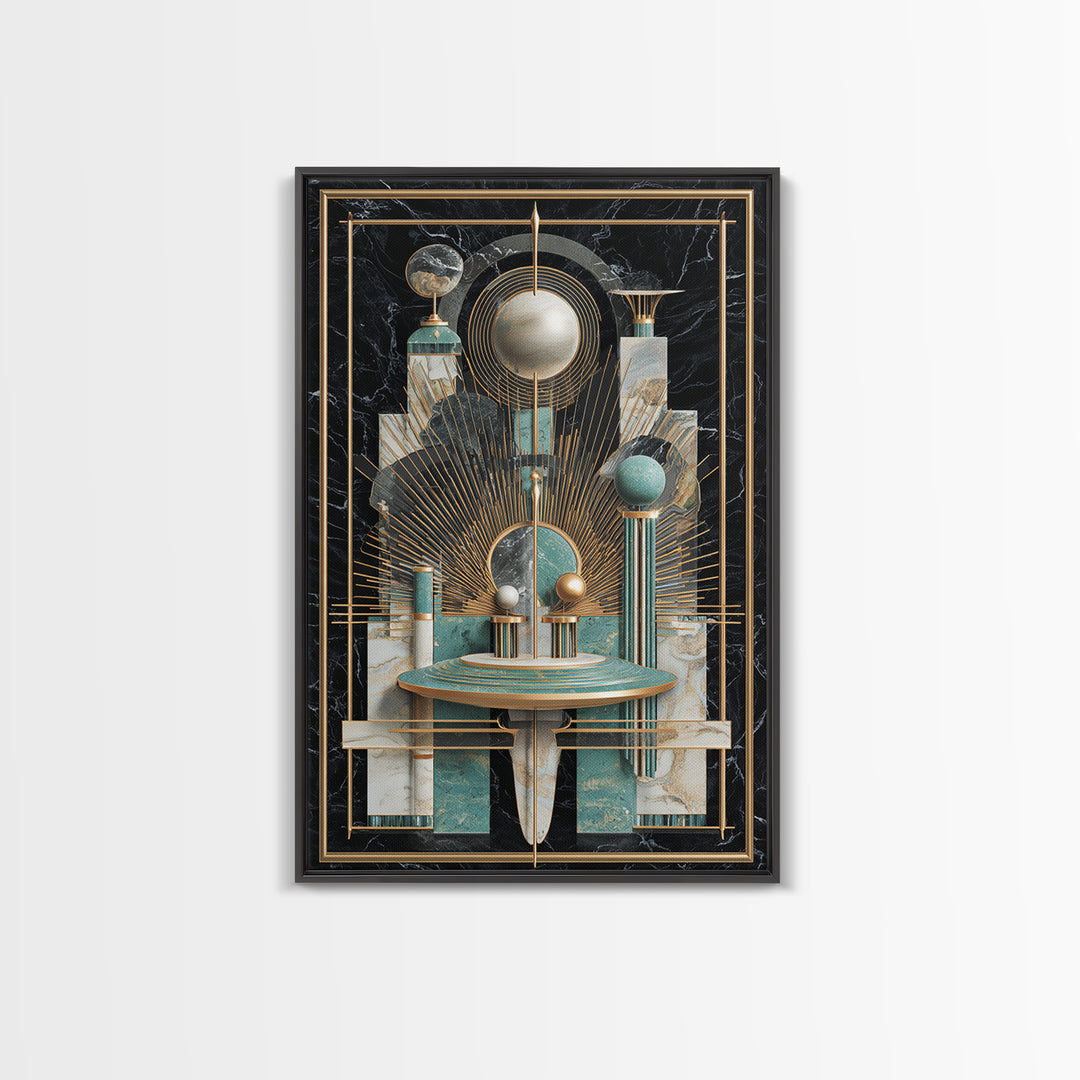 Surreal Room of Floating Objects as Decorative Framed Canvas Print, Maximalist Art, Abstract Art, Living Room Decor, Maximal, MAX-2x3-41