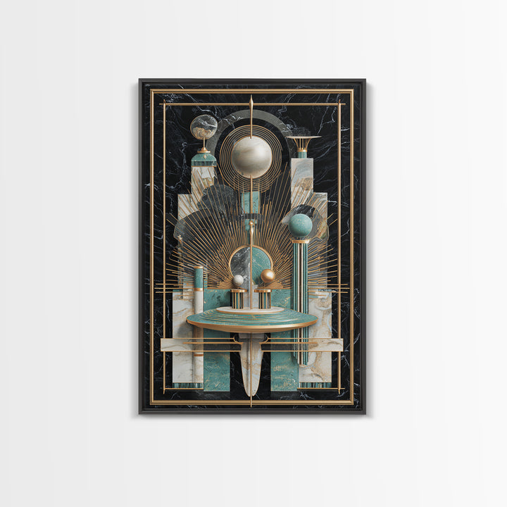 Surreal Room of Floating Objects as Decorative Framed Canvas Print, Maximalist Art, Abstract Art, Living Room Decor, Maximal, MAX-2x3-41