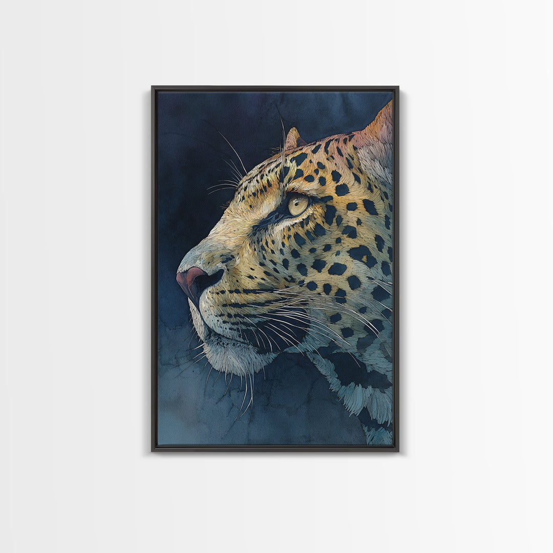 Rainbow Leopard Portrait Framed Canvas Print, Maximalist Art, Boho Wall Art, Living Room Decor, Maximal, Trendy Wall Art, MAX-2x3-68