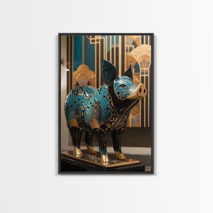 Folk Art Animal Parade Canvas Print, Maximalist Art, Pink Wall Art, Living Room Decor, Fine Art, Maximal, Gallery Decor, MAX-2x3-96
