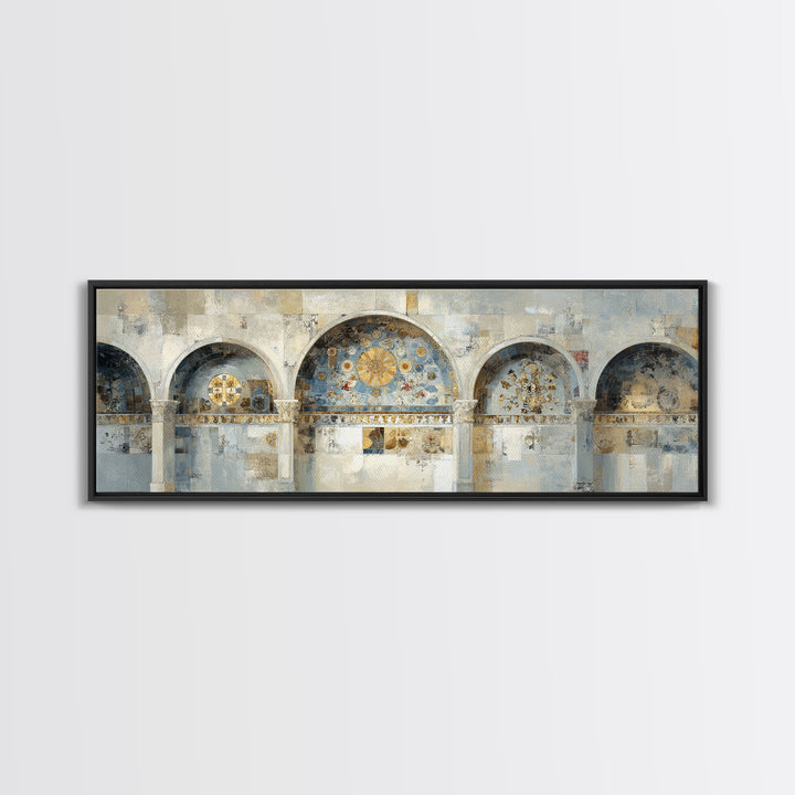 Ornamental Arch Filled Framed Canvas Print, Maximalist Art, Art Prints, Living Room Decor, Maximal, Dark Academia Decor, MAX-3x1-59