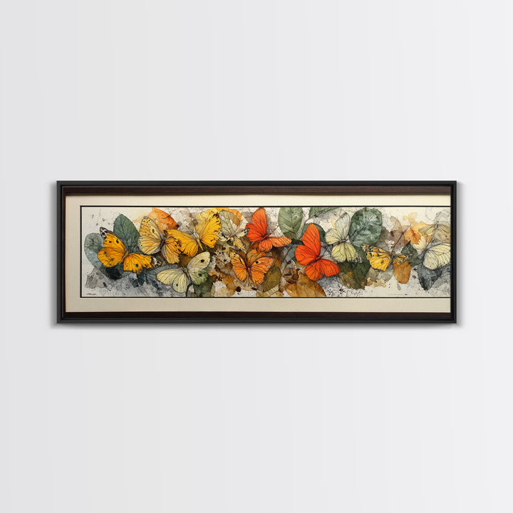 Framed Butterfly Collection Framed Canvas Print, Maximalist Art, Contemporary Art, Living Room Decor, Fine Art, Maximal, MAX-3x1-63