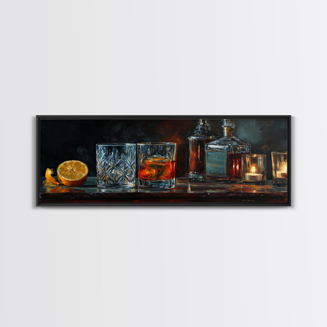 Retro Maximalist Cocktail Still Life Framed Canvas Print, Maximalist Art, Boho Wall Art, Living Room Decor, Fine Art, Maximal, MAX-3x1-82