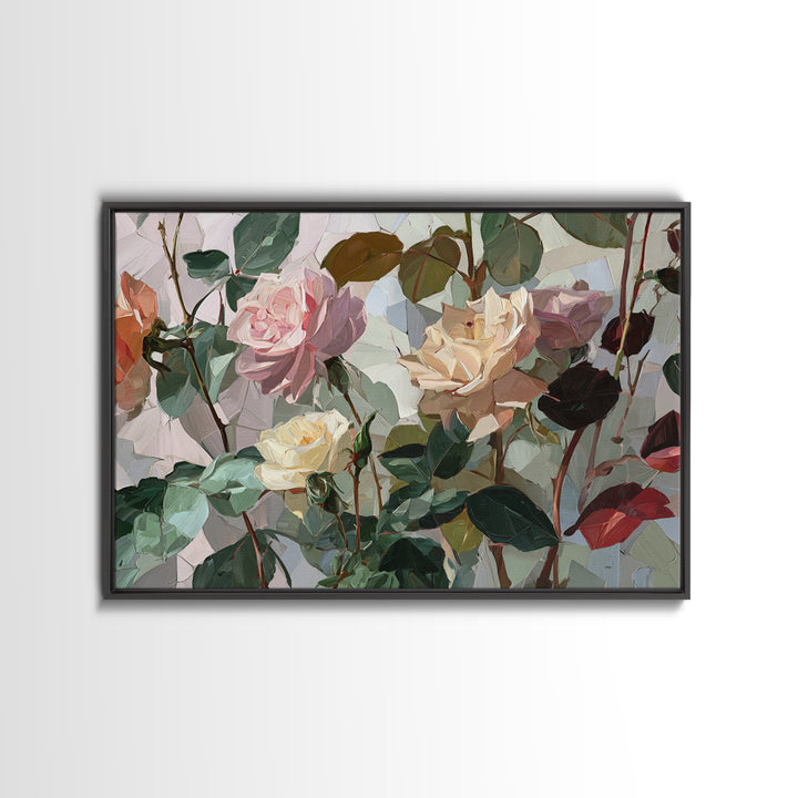 Baroque Roses Mixed Framed Canvas Print, Maximalist Art, Boho Wall Art, Living Room Decor, Fine Art, Maximal, Trendy Wall Art, MAX-3x2-10