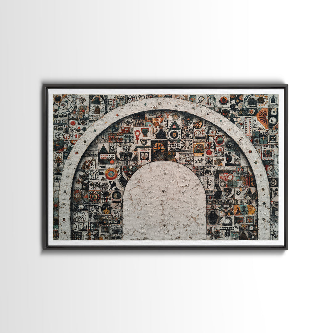 Ornamental Arch Filled Framed Canvas Print, Maximalist Art, Modern Art, Living Room Decor, Fine Art, Maximal, Textured Painting, MAX-3x2-23