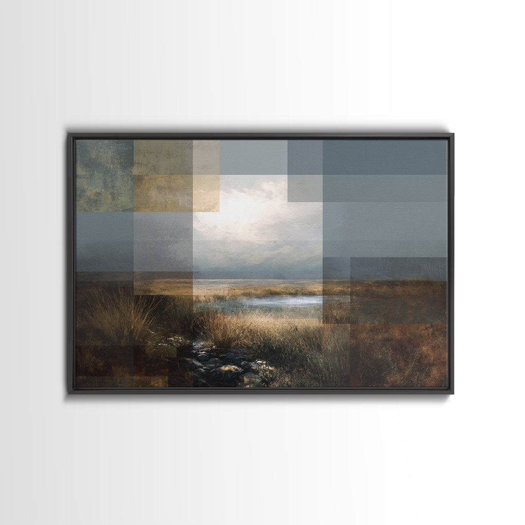 Eclectic Checkerboard Landscape Canvas Print, Maximalist Art, Moody Wall Art, Living Room Decor, Fine Art, Maximal, MAX-3x2-33