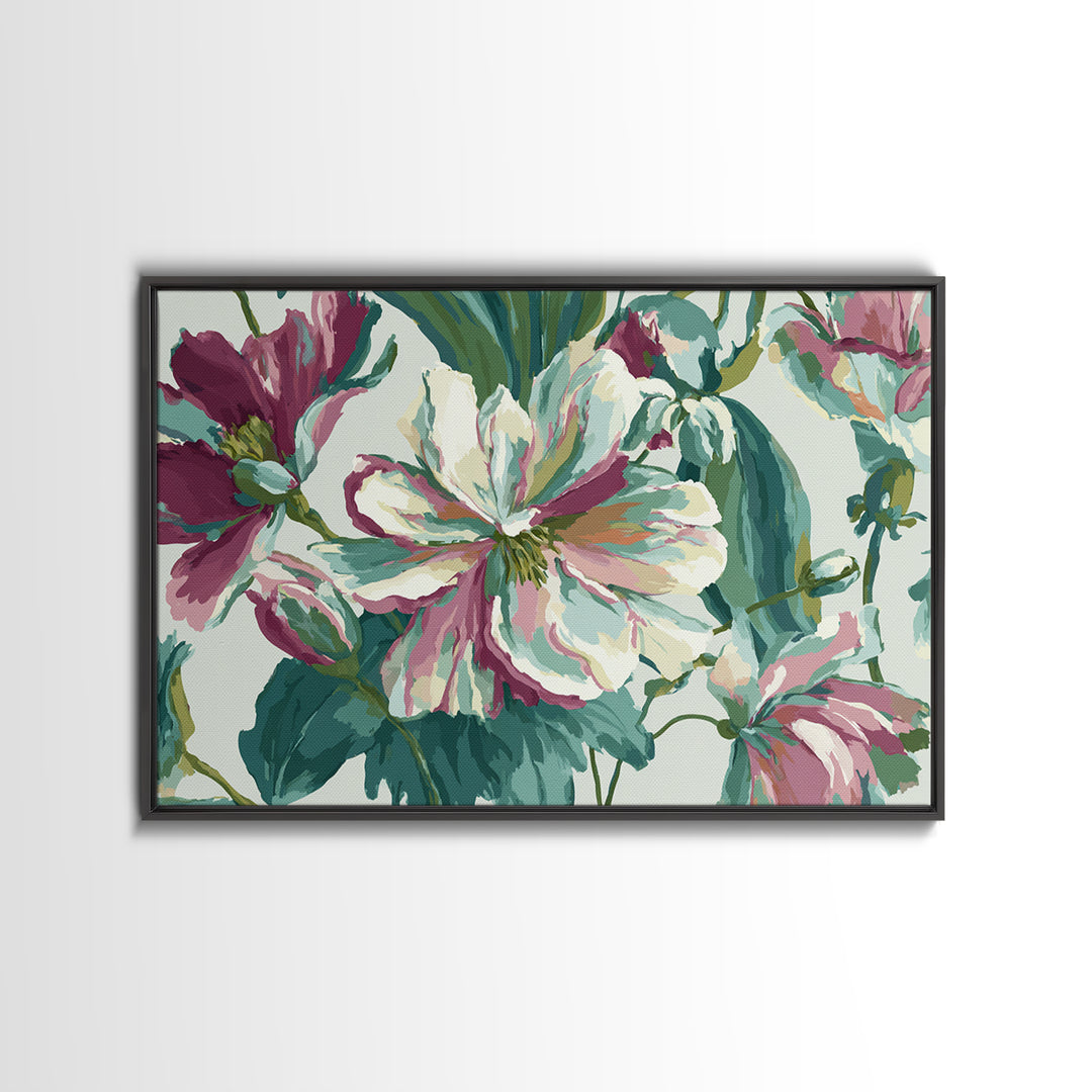 Matisse Inspired Cutouts with Vivid Floral Motifs Canvas Print, Maximalist Art, Retro Wall Art, Living Room Decor, Maximal, MAX-3x2-86