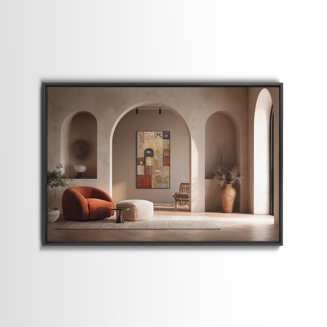 Ornamental Arch Filled Framed Canvas Print, Maximalist Art, Original Art, Living Room Decor, Fine Art, Maximal, Modern Wall Art, MAX-3x2-95