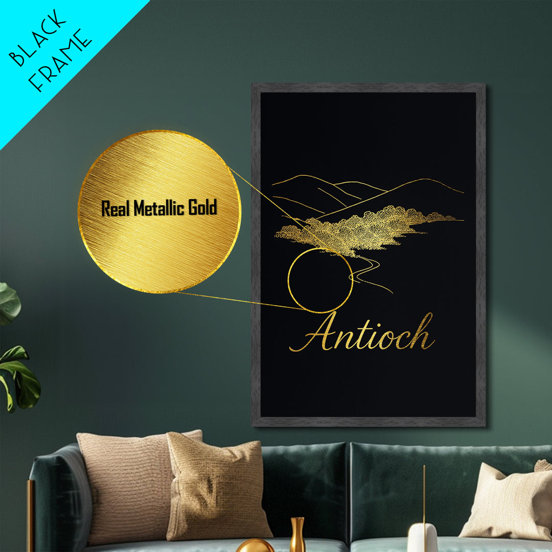Antioch California Travel, Metallic Gold Art, Wood Framed Art, Metal Art, Housewarming Gift, Destination Gift