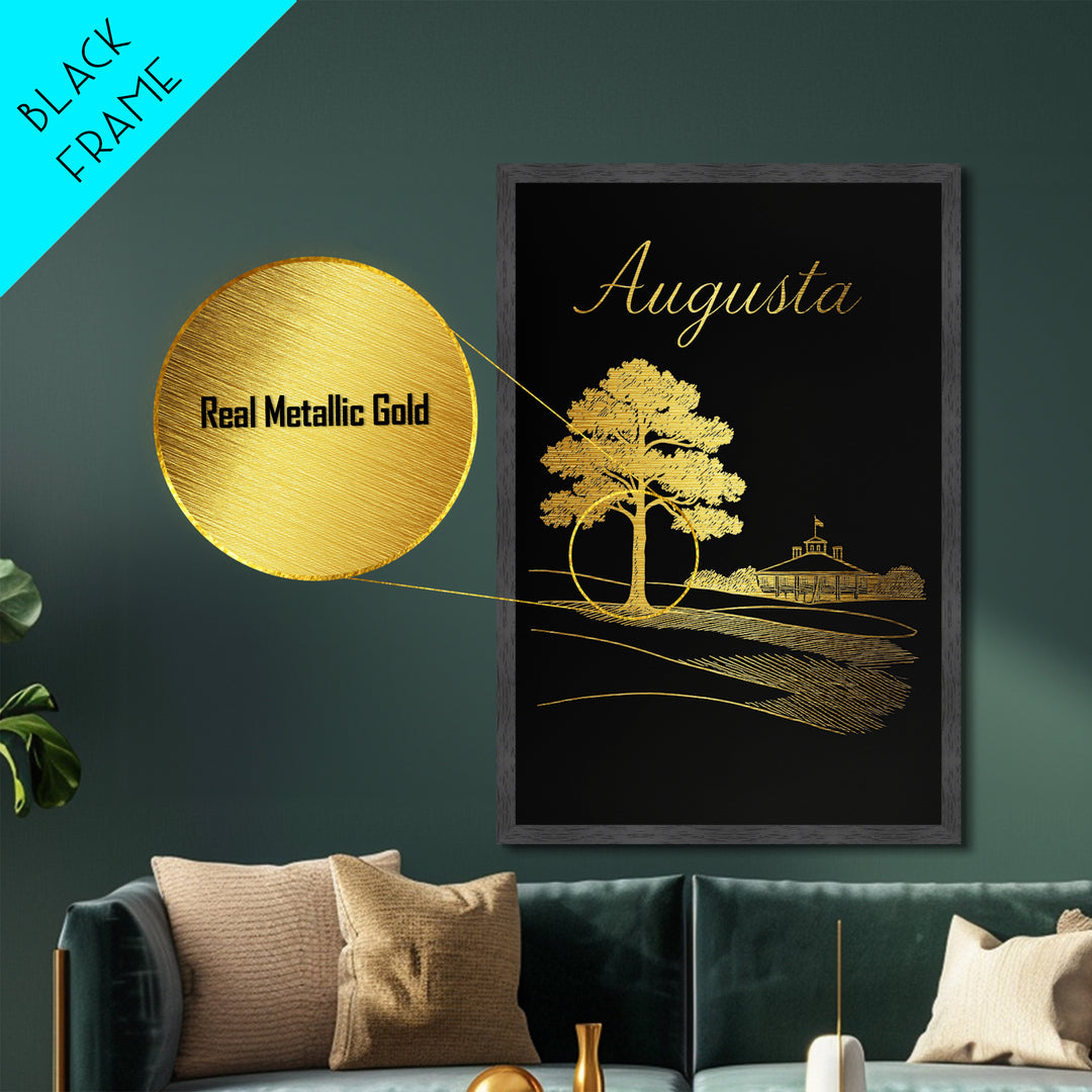 Augusta Georgia Travel, Metallic Gold Art, Wood Framed Art, Metal Art, Modern Wall Art, Adventure Lover Gift