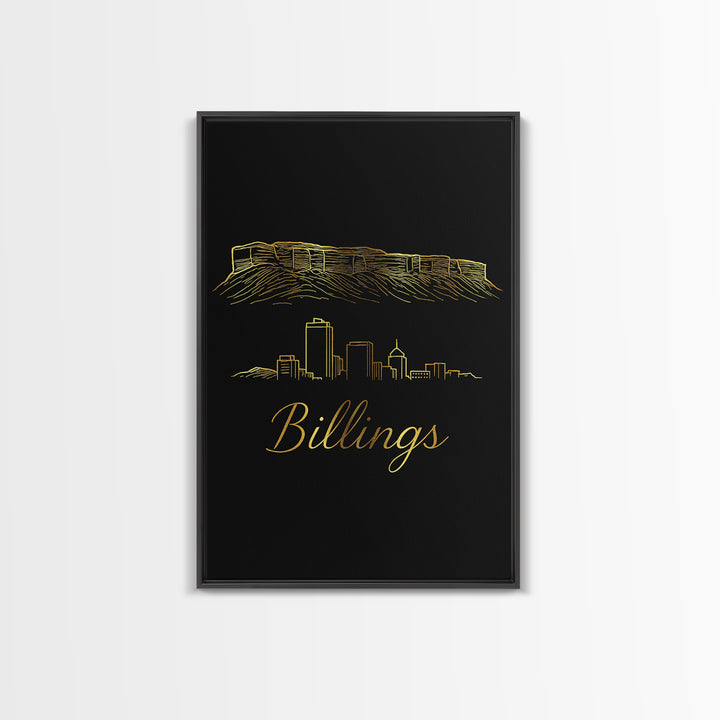 Billings Montana Travel Poster, Canvas Print, Dark Minimalist Wall Art, Billings Poster Print, Wall Art, Travel Wall Art, Art Print