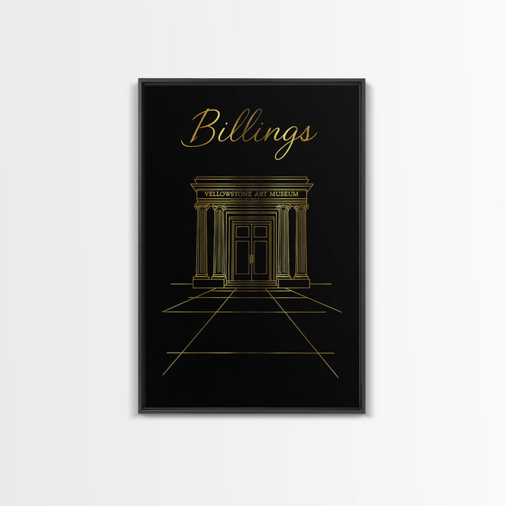 Billings Travel Poster, Framed Canvas Print, Dark Minimalist Wall Art, Billings City Art, Travel Wall Art, Vintage City Art, City Poster