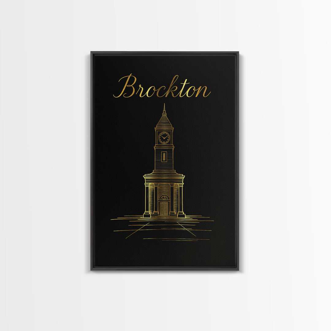 Brockton Massachusetts Travel Poster, Canvas Print, Dark Minimalist Wall Art, Brockton City Art, Gift For Travelers, Wanderlust Decor