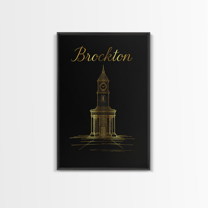 Brockton Massachusetts Travel Poster, Canvas Print, Dark Minimalist Wall Art, Brockton City Art, Gift For Travelers, Wanderlust Decor