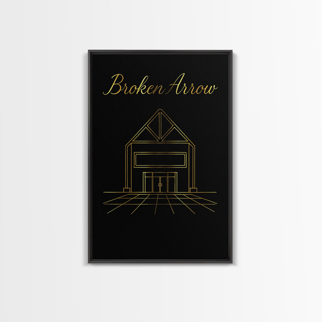 Broken Arrow Oklahoma Travel Poster, Canvas Print, Dark Minimalist Wall Art, Broken Arrow Travel Art, Gift For Travelers, Wall Art