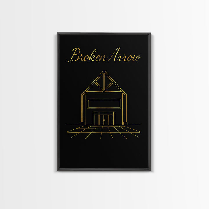 Broken Arrow Oklahoma Travel Poster, Canvas Print, Dark Minimalist Wall Art, Broken Arrow Travel Art, Gift For Travelers, Wall Art