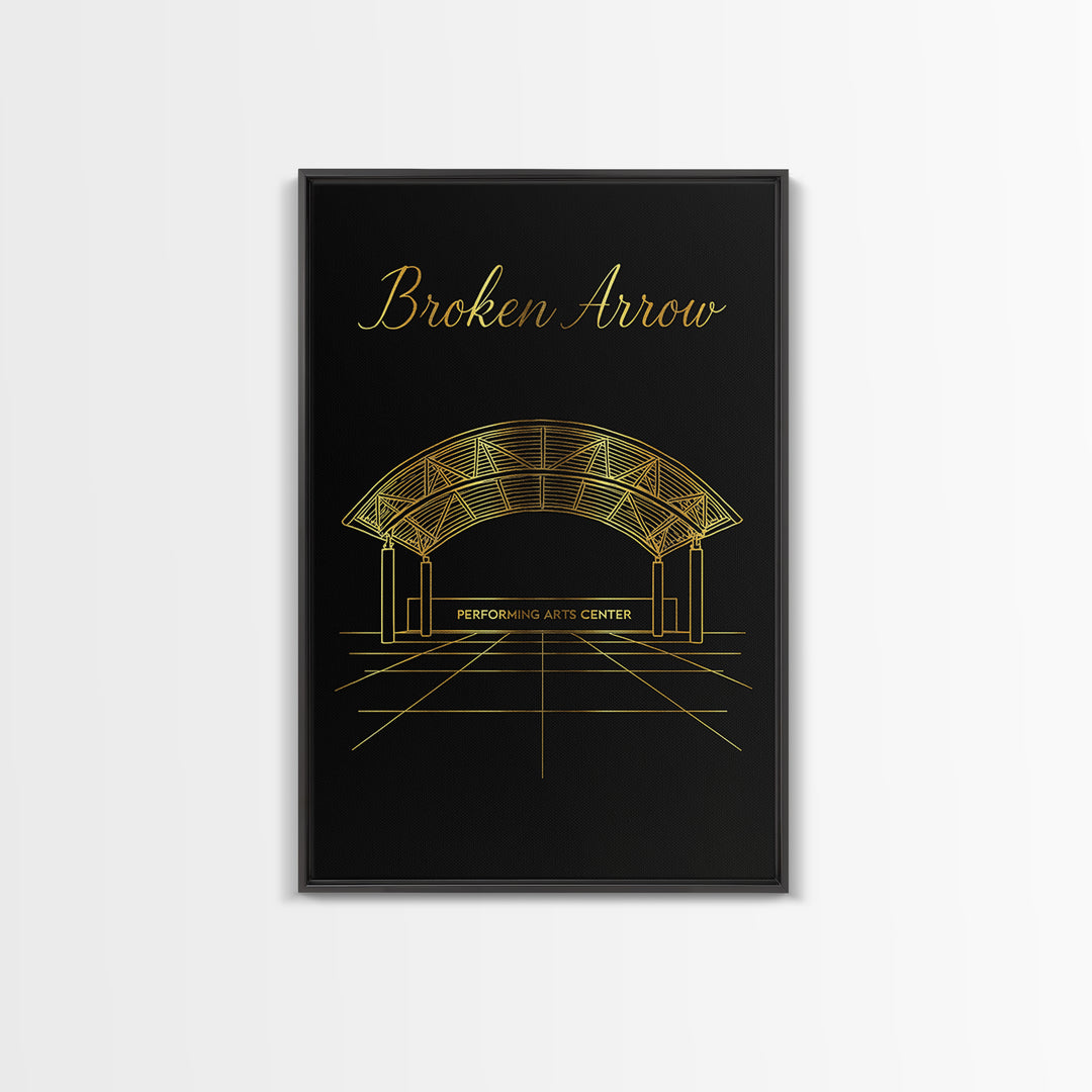 Broken Arrow Travel Poster, Canvas Print, Dark Minimalist Wall Art, Broken Arrow City Art, City Illustration, Travel Wall Decor