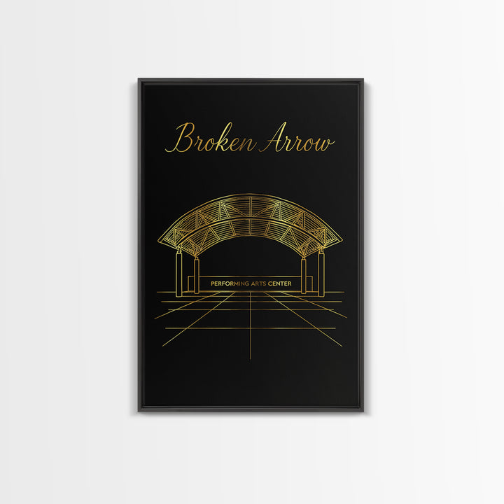 Broken Arrow Travel Poster, Canvas Print, Dark Minimalist Wall Art, Broken Arrow City Art, City Illustration, Travel Wall Decor