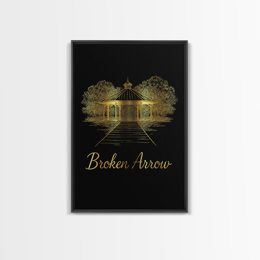 Broken Arrow Travel Poster, Canvas Print, Dark Minimalist Wall Art, Broken Arrow Travel Art, Retro Travel Print, Travel Wall Decor