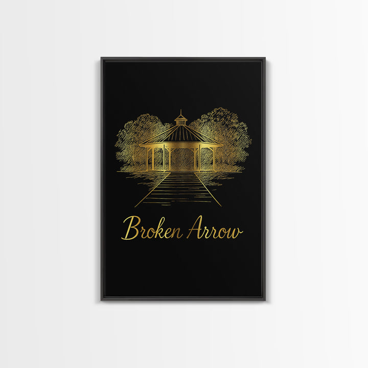 Broken Arrow Travel Poster, Canvas Print, Dark Minimalist Wall Art, Broken Arrow Travel Art, Retro Travel Print, Travel Wall Decor