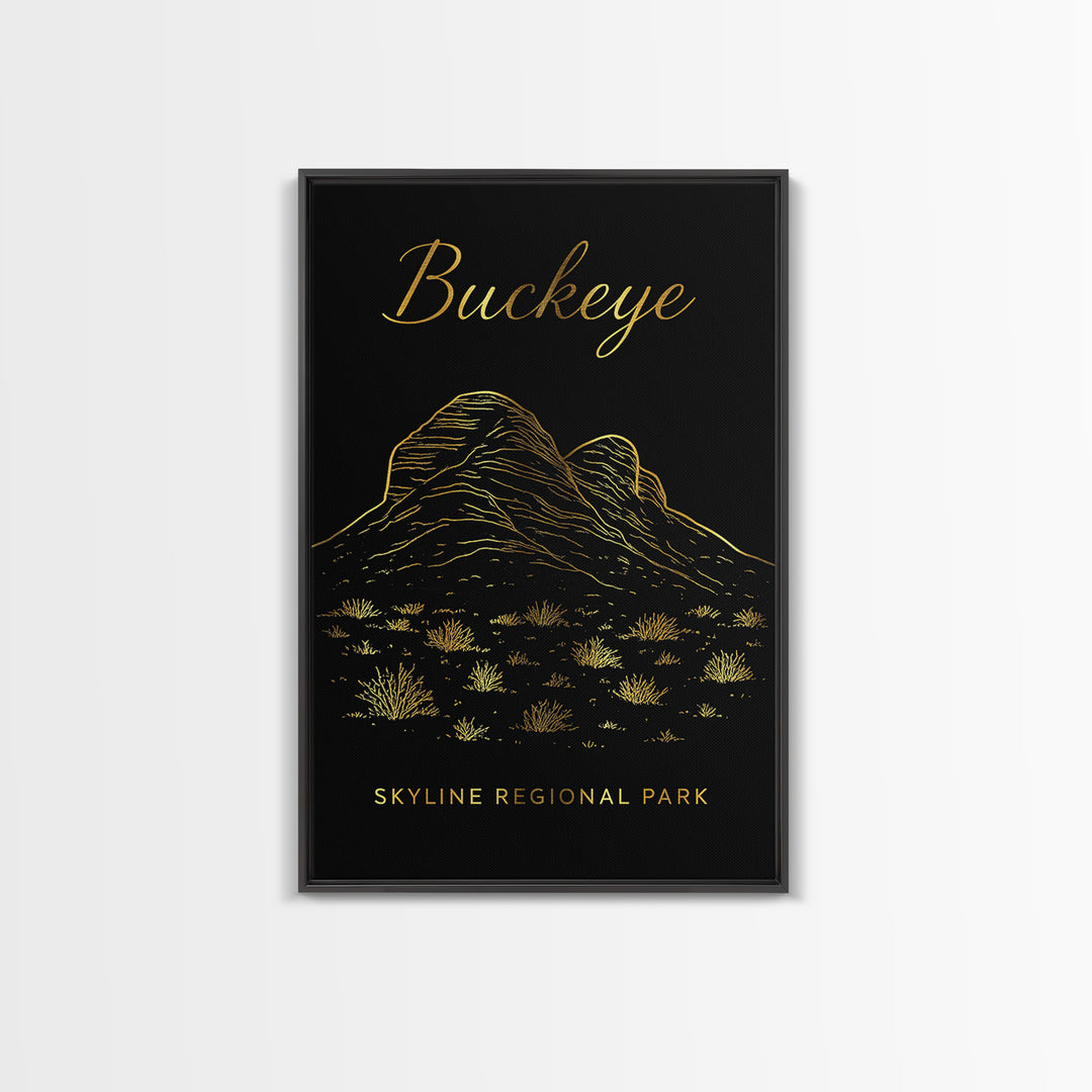 Buckeye Arizona Travel Poster, Canvas Print, Black Gold Minimalist Art, Buckeye Wall Art, Vintage City Art, Wall Art, Travel Wall Art