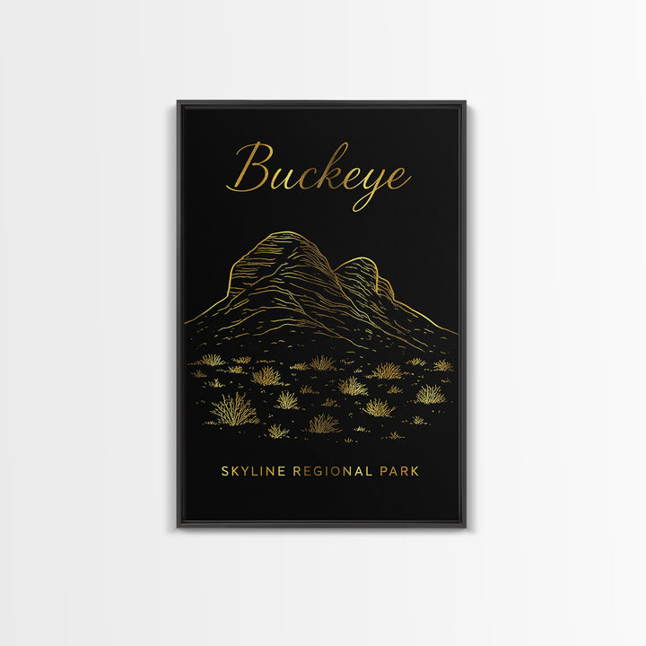 Buckeye Arizona Travel Poster, Canvas Print, Black Gold Minimalist Art, Buckeye Wall Art, Vintage City Art, Wall Art, Travel Wall Art