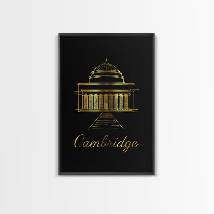 Cambridge Travel Poster, Canvas Print, Black Gold Minimalist Art, Cambridge Poster Print, Travel Poster Art, Gift For Travelers
