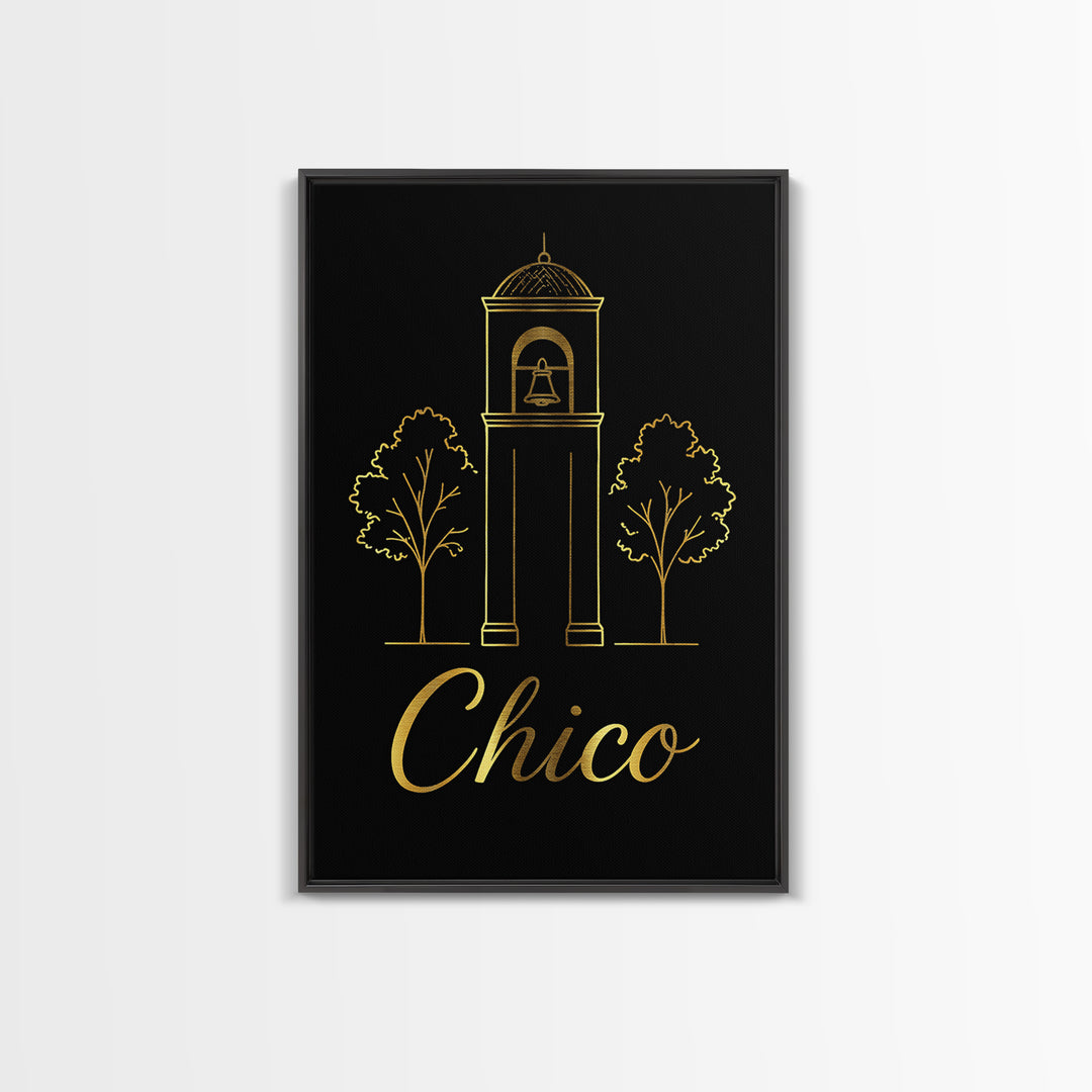 Chico Travel Poster, Framed Canvas Print, Dark Minimalist Wall Art, Chico Poster Print, City Art Print, Living Room Wall Art, Home Decor