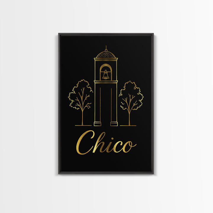 Chico Travel Poster, Framed Canvas Print, Dark Minimalist Wall Art, Chico Poster Print, City Art Print, Living Room Wall Art, Home Decor
