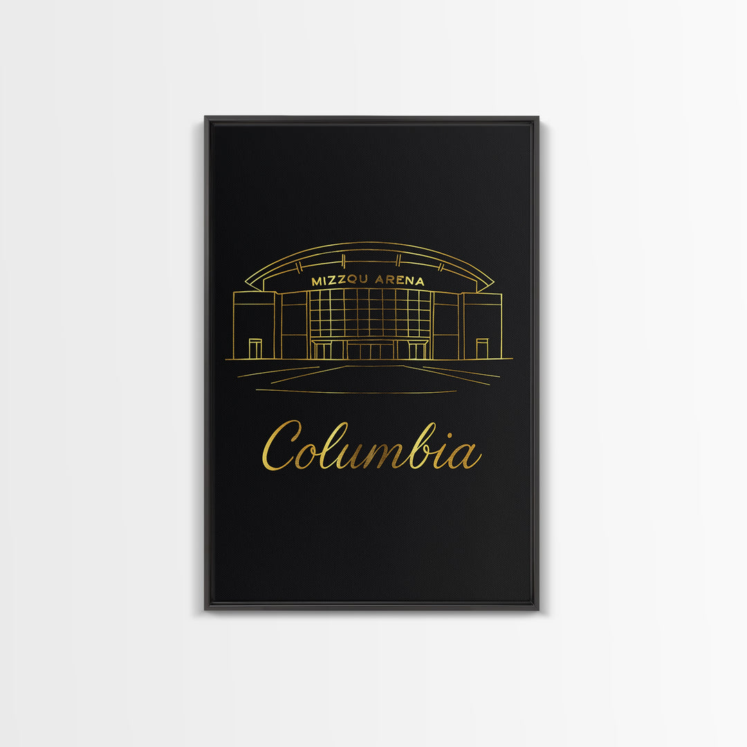 Columbia South Carolina Travel Poster, Canvas Print, Black Gold Minimalist Art, Columbia City Art, Travel Wall Art, Travel Print
