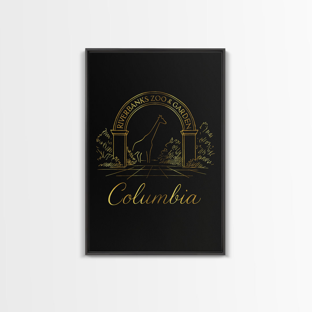 Columbia Travel Poster, Canvas Print, Gold Outline Poster Art, Columbia Art Print, City Illustration, Travel Wall Decor, Travel Poster Set