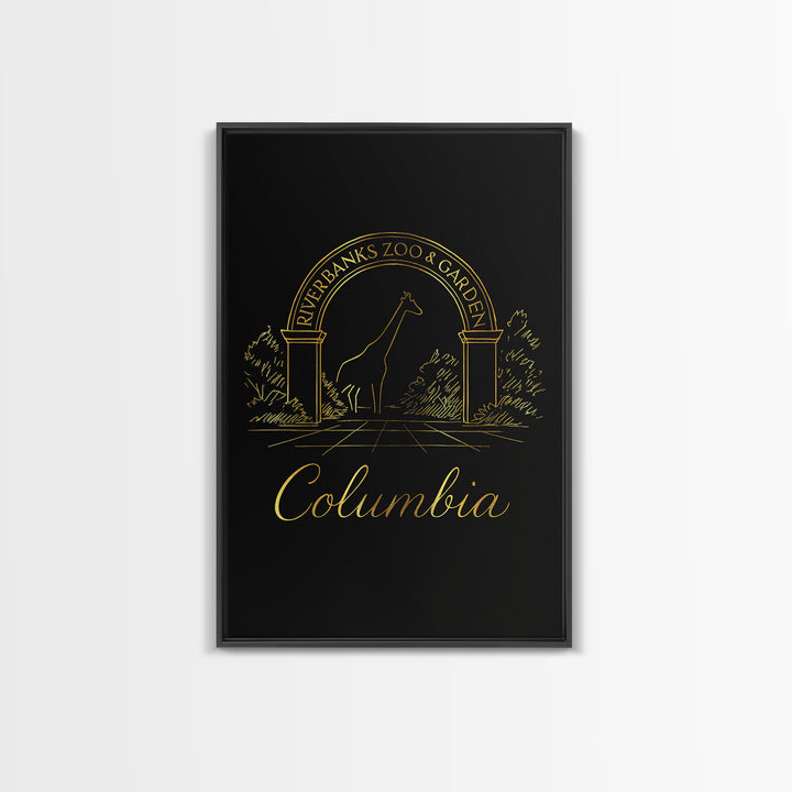 Columbia Travel Poster, Canvas Print, Gold Outline Poster Art, Columbia Art Print, City Illustration, Travel Wall Decor, Travel Poster Set