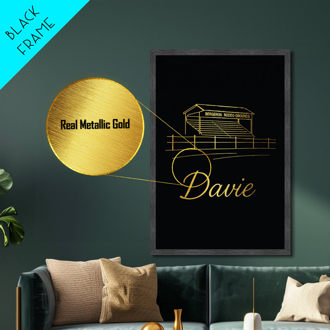 Davie Florida Art, Metallic Gold Print, Wood Framed Art, Metal Art, Minimalist Wall Art, Traveler Gift, Bedroom Art