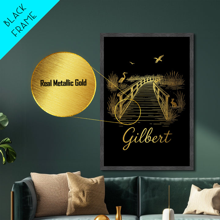 Gilbert Arizona Travel, Metallic Gold Art, Wood Framed Art, Metal Art, Modern Wall Art, Honeymoon Gift, Bedroom Art