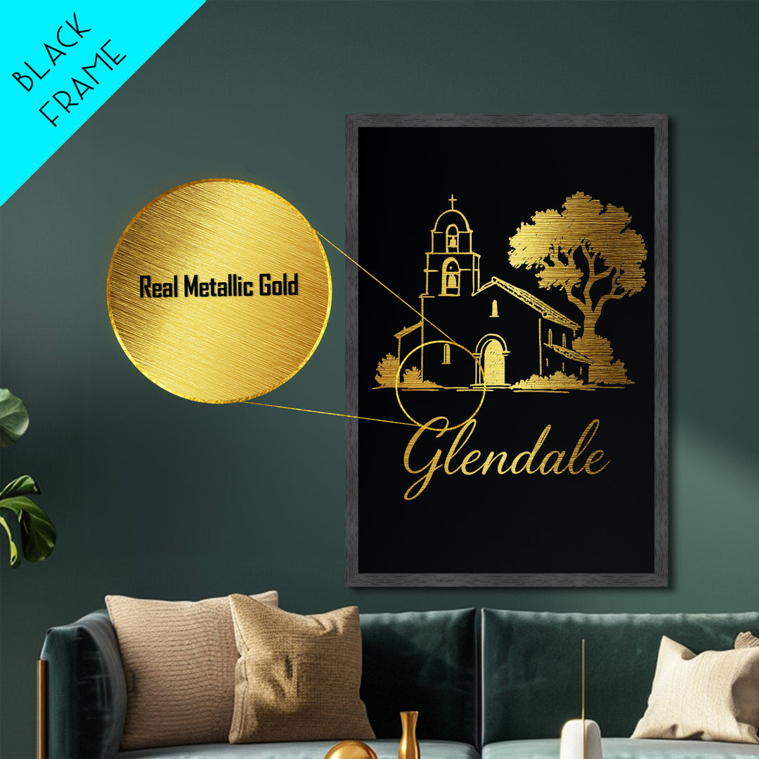 Glendale Arizona Travel, Metallic Gold Art, Wood Framed Art, Metal Art, Modern House Art, Retirement Gift, Bedroom Wall Art